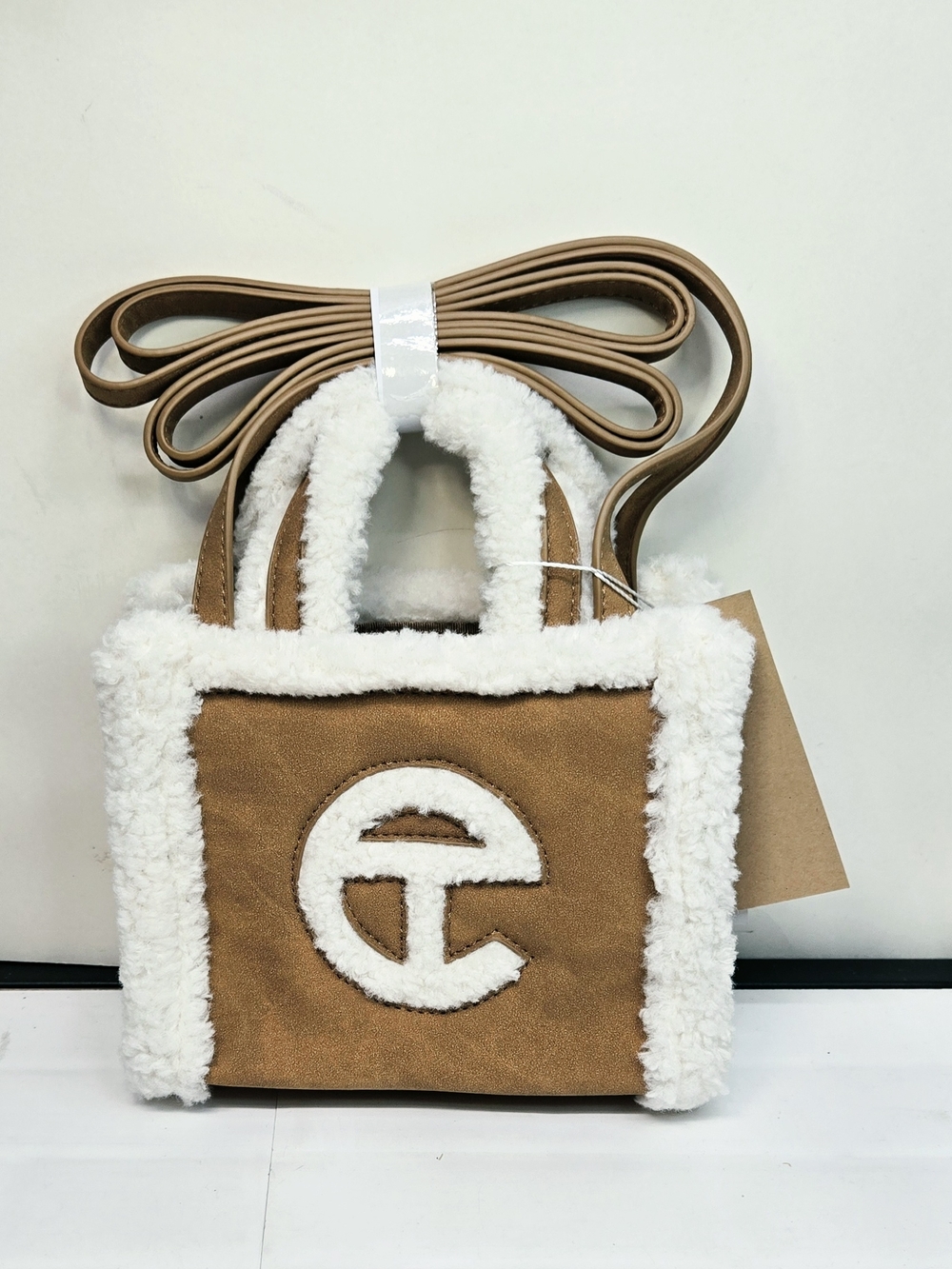 UGG Tan Mini Tote with White Faux-Shearling Trim - Picture 1 of 7